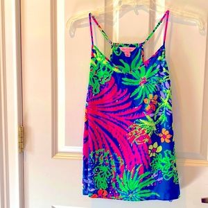 Lilly Pulitzer Silk V Neck Sleeveless Top, M